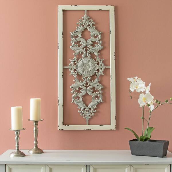 Stratton Home Decor Grey Scroll Metal Panel Wall Decor