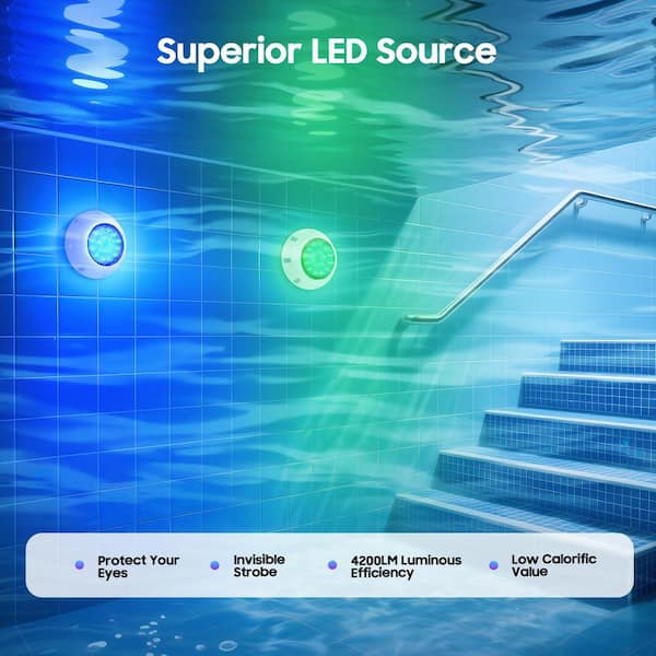 YIYIBYUS 11.6 in. 12-Volt 54-Watt Pool Light Underwater Color