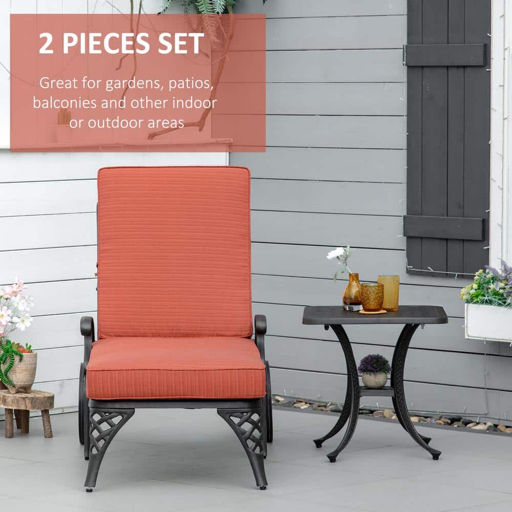 Wine Red Aluminum Adjustable Outdoor Chaise Lounge with Side Table