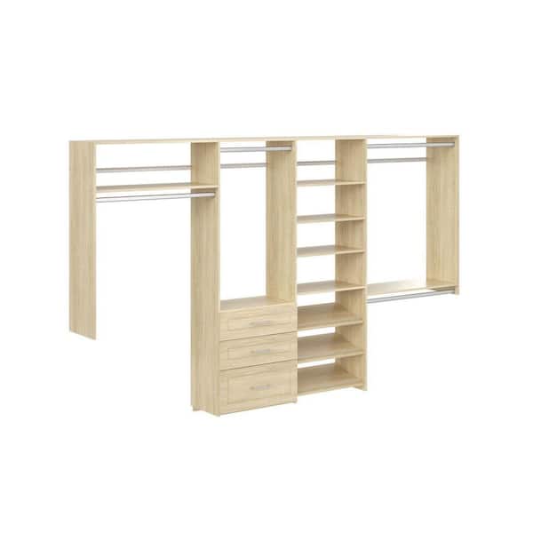 Closet Evolution 96 in. W - 120 in. W Harvest Grain Modern Raised Dual Tower Wood Closet System