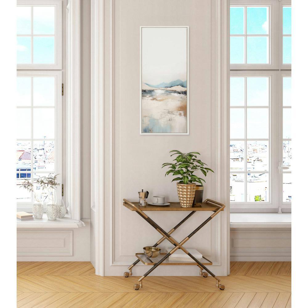 Tranquil Abstract Landscape Canvas Print in White Frame, 18x40