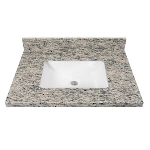 31 in. W x 22 in D Granite White Rectangular Single Sink Vanity Top in Brown