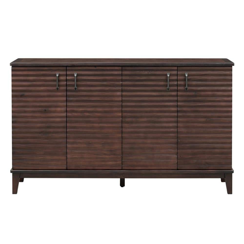 60 in. W x 18 in. D x 36 in. H Drak Brown Linen Cabinet with 4-Door Large S
