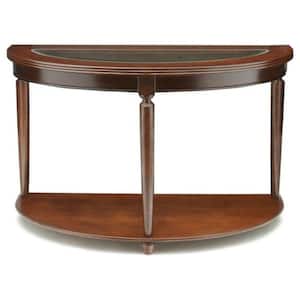 18 in. Dark Cherry Other Glass End Table with Metal Frame