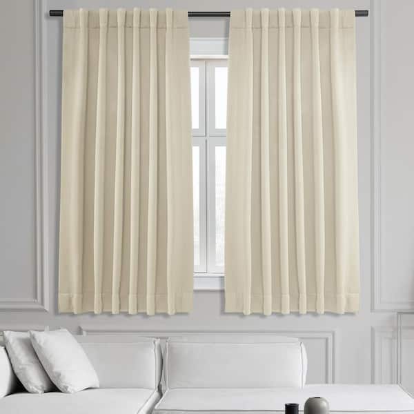 Exclusive Fabrics & Furnishings Egg Nog Polyester Room Darkening Curtain - 50 in. W x 63 in. L Rod Pocket with Back Tab Single Curtain Panel