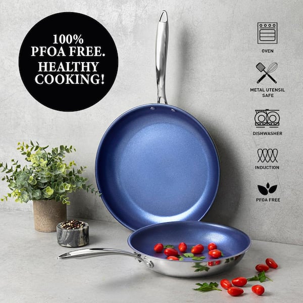 GraniteStone Diamond GraniteStone Diamond Blue Collection 13.97-in Aluminum  Cookware Set with Lid in the Cooking Pans & Skillets department at