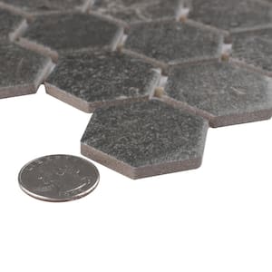 Liverpool Hex Dark Grey 6 in. x 6 in. Ceramic Mosaic Take Home Tile Sample