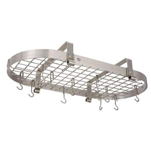 Handcrafted 37 in. Low Ceiling Oval Pot Rack with 18-Hooks Stainless Steel