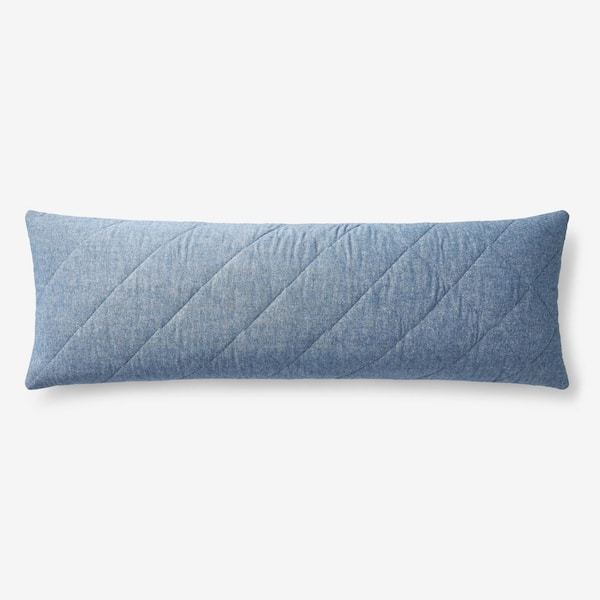 The Company Store Legends Hotel Bromley Velvet Flannel Yarn-Dyed Denim 14 in. x 40 in. Throw Pillow