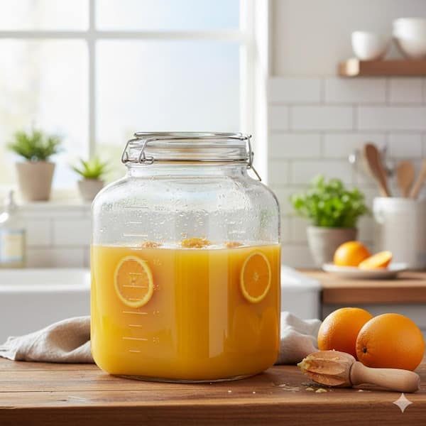 1-Gallon Glass Storage Jar with Airtight Lid Super Wide Mouth 2 Measurement Marks Thick Durable for Kitchen Food