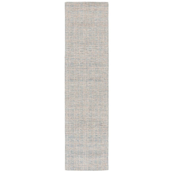 Ebony 2 ft. x 9 ft. Blue/Beige Abstract Distressed Runner Rug