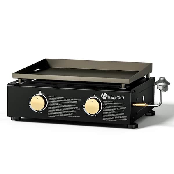 Portable 2-Burner 19" Propane Table Top Gas Griddle, Outdoor Grill in Black for Camping, Tailgating, BBQ, Backyar, Patio