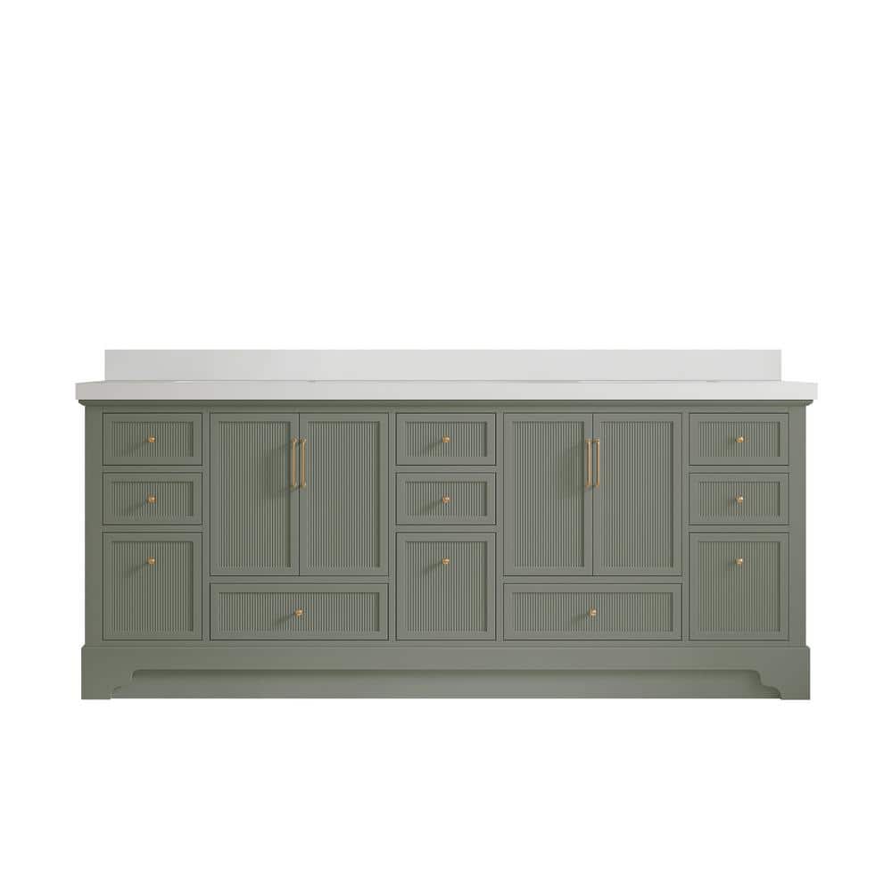 Alys 84 in. W x 22 in. D x 36 in. H Double Sink Bath Vanity in Evergreen with 2 in. White Quartz Top price history on PriceWatchPro