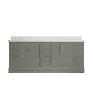 Alys 84 in. W x 22 in. D x 36 in. H Double Sink Bath Vanity in Evergreen with 2 in. White Quartz Top