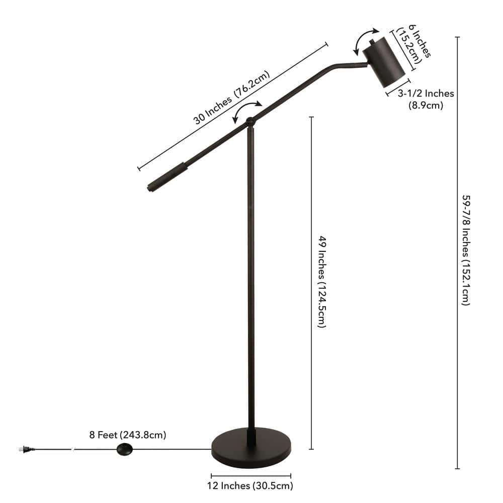 Willis 60" Blackened Bronze Adjustable Pharmacy Floor Lamp