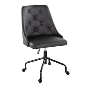 Marche Faux Leather Adjustable Height Office Chair in Black Faux Leather and Black Metal