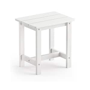 White Rectangle Plastic 16.9 Outdoor Side Table with Extension