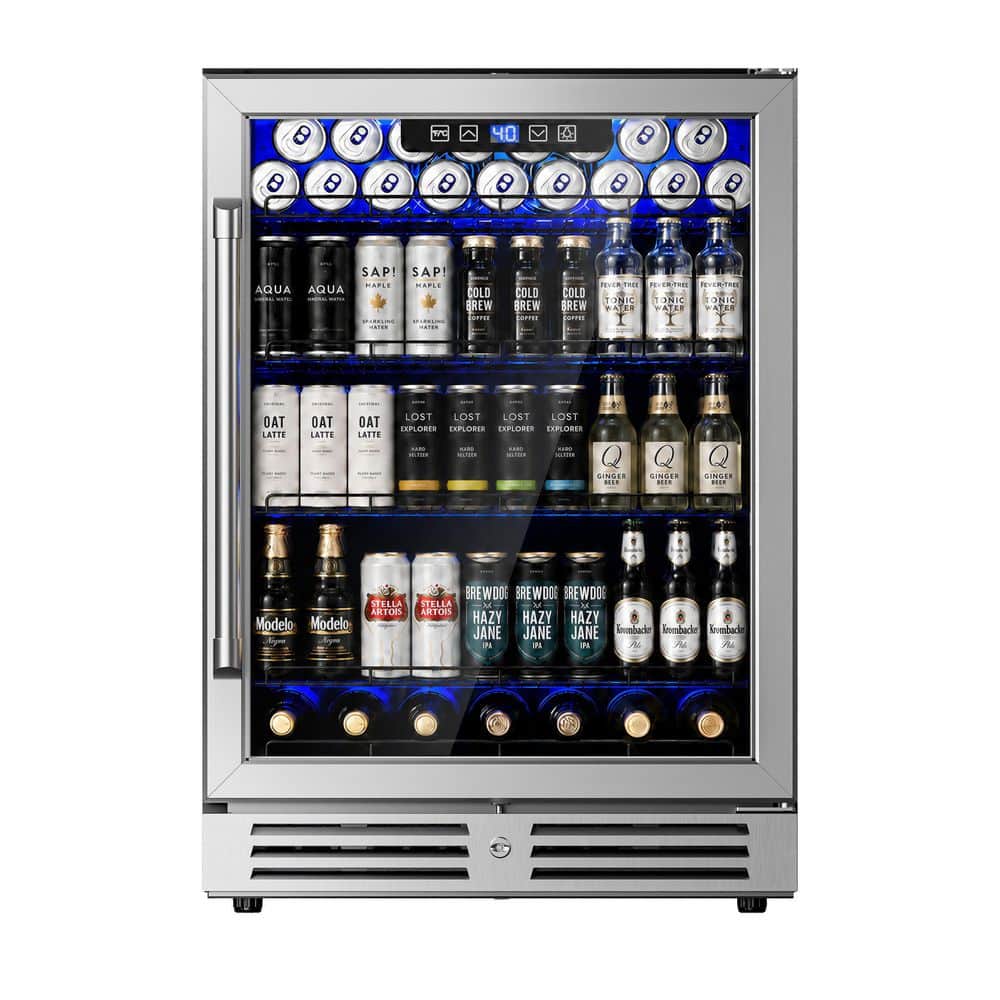 23.4 in. Single Zone 180-Cans Freestanding/Built-in Beverage Cooler in Stainless Steel w/ Reversible Door,Carbon Filter price history on PriceWatchPro