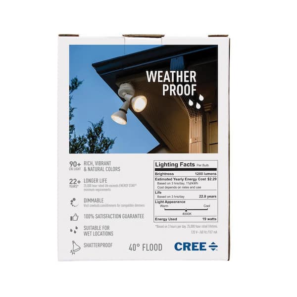 Cree 120W Equivalent Cool White (4000K) PAR38 Dimmable Exceptional Light Quality LED 40-Degree Flood Light Bulb