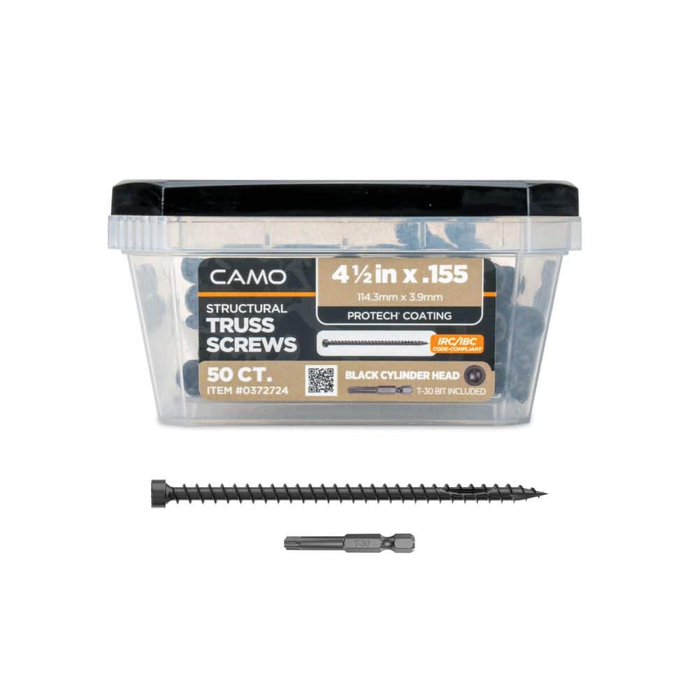 0.155 in. x 4-1/2 in. Black Star Drive Truss Head Structural Wood Screw-Protech Exterior Coated (500-Pack) price history on PriceWatchPro