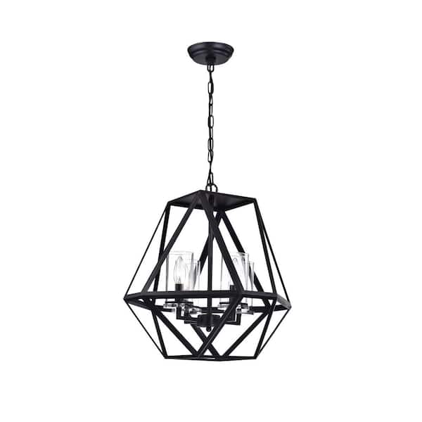 DESwan Modern 4-Light Black and Brown Finish Chandelier