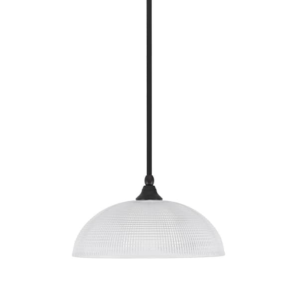 Unbranded Sparta 100-Watt 1-Light Espresso Shaded Pendant Light Mini Pendant with Clear Ribbed Glass and No Light Bulb Included