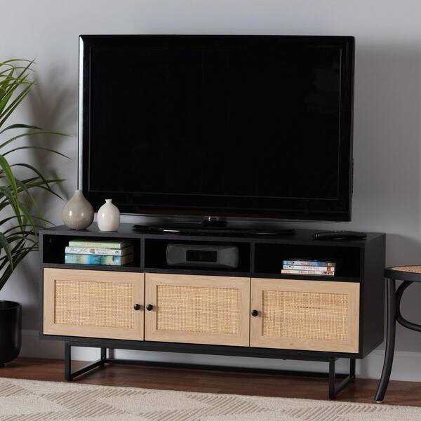 Baxton Studio Declan 47.2 in. Espresso Brown and Black TV Stand