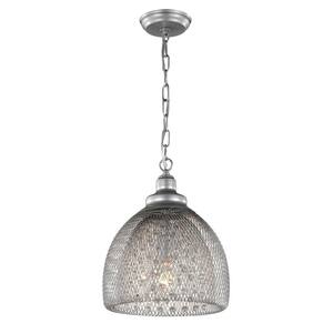 Areena 11.42 in. 1-Light Indoor Silver Pendant Lamp with Light Kit