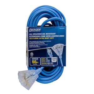 50 ft. 12/3 SJEOW 15 Amp/300-Volt All Weather Heave Duty Farm and Shop Extension Cord with Triple Tap Lighted End