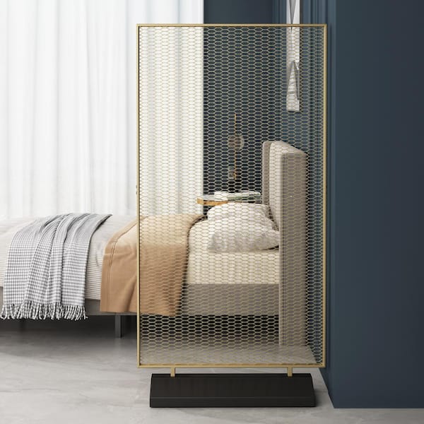 Bavier 60 in. Gold Brushed Brown 1-Panel Room Divider