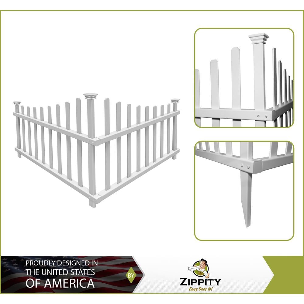 Ashley White Vinyl Scallop Corner Fence Panels, 2.5-ft x 3-ft