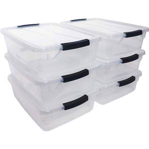 Cleverstore 16 qt. Plastic Storage Tote Container with Lid (6-Pack)