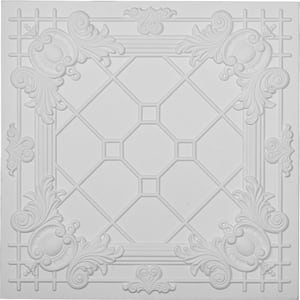 Hillsborough 2 ft. x 2 ft. Glue Up Polyurethane Ceiling Tile in White