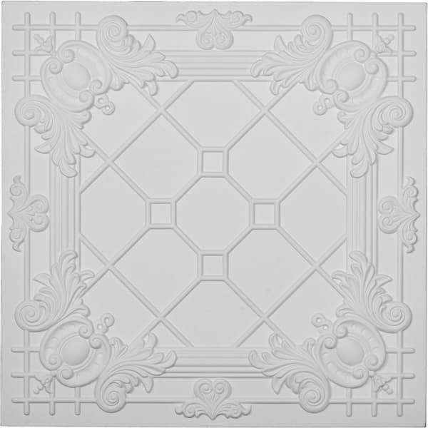 Hillsborough 2 ft. x 2 ft. Glue Up Polyurethane Ceiling Tile in White