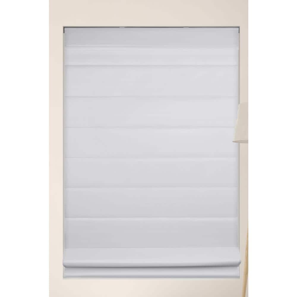 White Cordless Fabric Roman Shades Light Filtering 26.5"W x 60"H