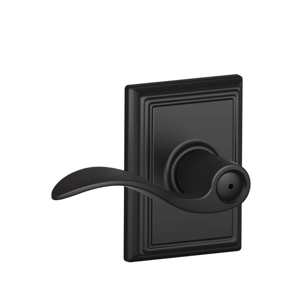 Accent Matte Black Privacy Bed/Bath Door Lever with Addison Trim Accent Matte Black Privacy Bed/Bath Door Lever with Addison Trim
