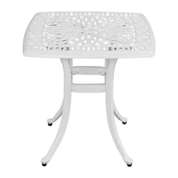 Outdoor Cast Aluminum Square Table, Backyard Poolside Table, Outdoor Bar Table, White