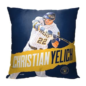 MLB Brewers 23 Christian Yelich Printed Polyester Throw Pillow 18 X 18