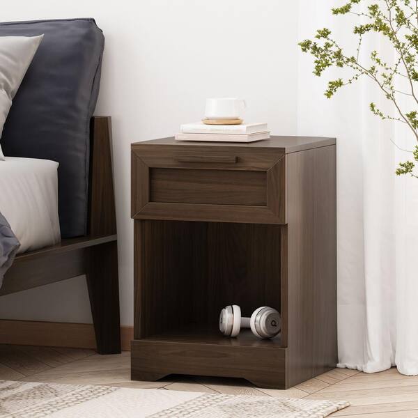 Noble House Byson 1-Drawer Walnut Nightstand 110017 - The Home Depot