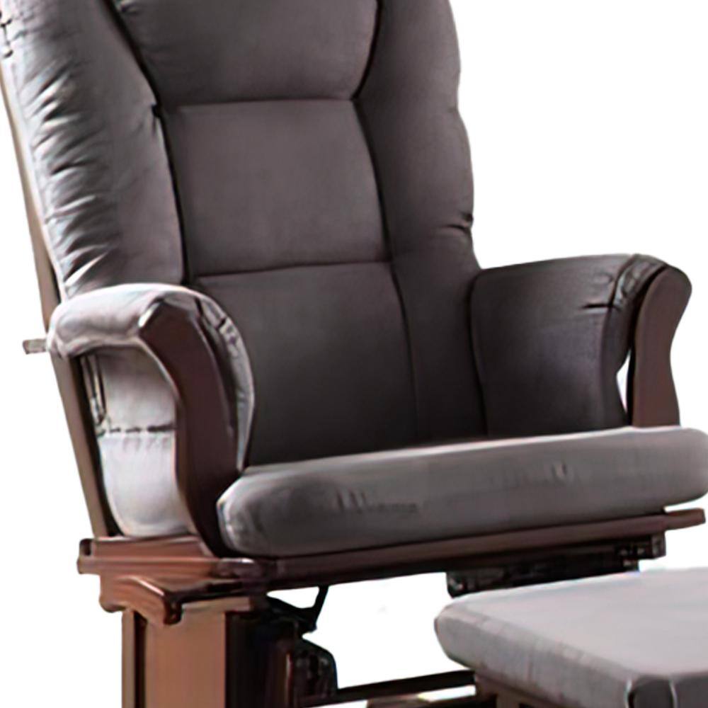 Cherry & Gray Microfiber Glider Chair with Ottoman