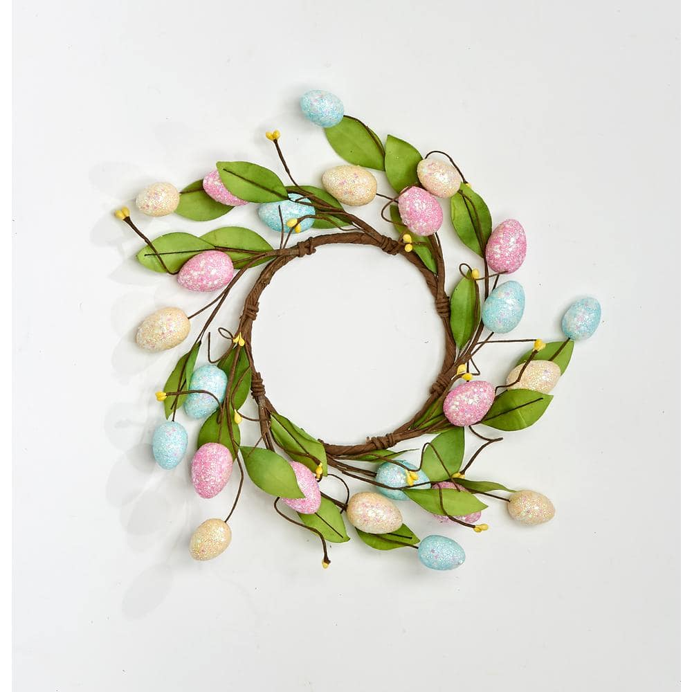 12 in. Glitter Colorful Easter Eggs Small Wreath