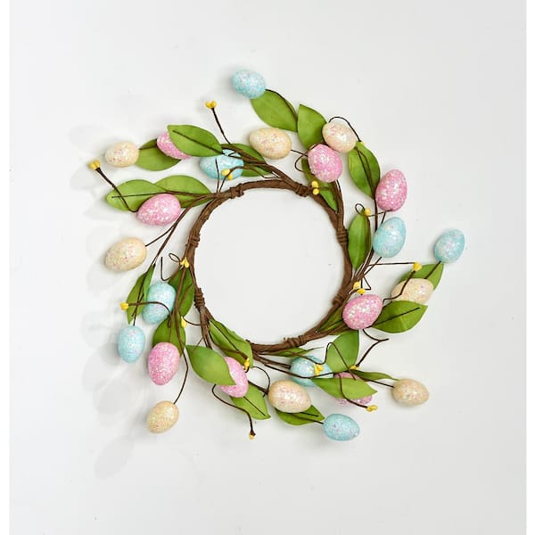 Unbranded 12 in. Glitter Colorful Easter Eggs Small Wreath