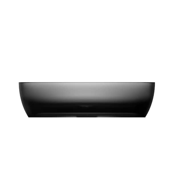 Staykiwi Fashion Bathroom Crystal Glass Rectangle Vessel Sink Basin in Black Ash