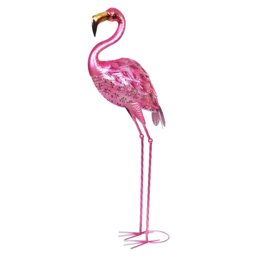 Exhart Metallic Flamingo Garden Statue 15994-RS - The Home Depot