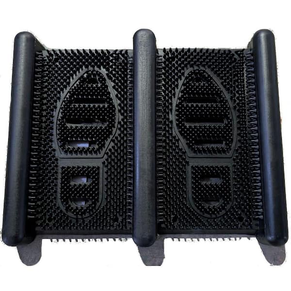Rubber Black 15.5 in. x 12.5 in. Outdoor Boot Scraper Mat