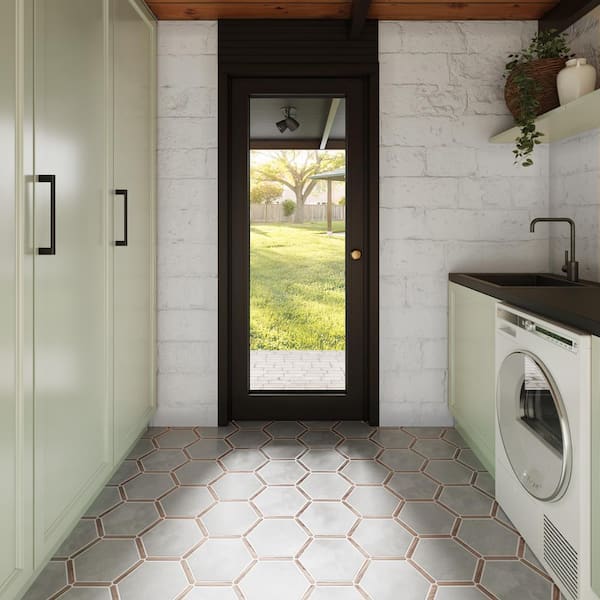 Samara Cemento Gray 8.66 in. x 9.84 in. Matte Porcelain Hexagon Floor and Wall Tile (8.06 Sq. Ft./Case)