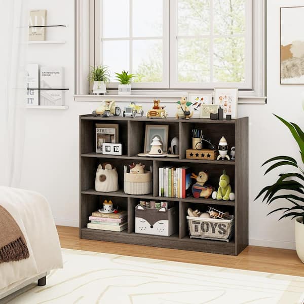 Bunpeony 3-Tier Open Bookcase with 8 Cubes Floor Standing Storage
