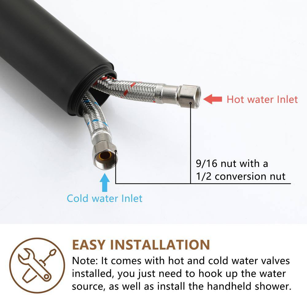 Matte Black Freestanding Tub Filler Faucet with Handheld Shower