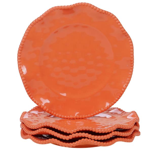 Certified International Perlette Coral 4-Piece Multi-Colored 9 in. Salad Plate Set