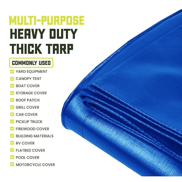 CORE TARPS 10 ft. x 20 ft. Blue 8 Mil Heavy Duty Polyethylene Tarp 